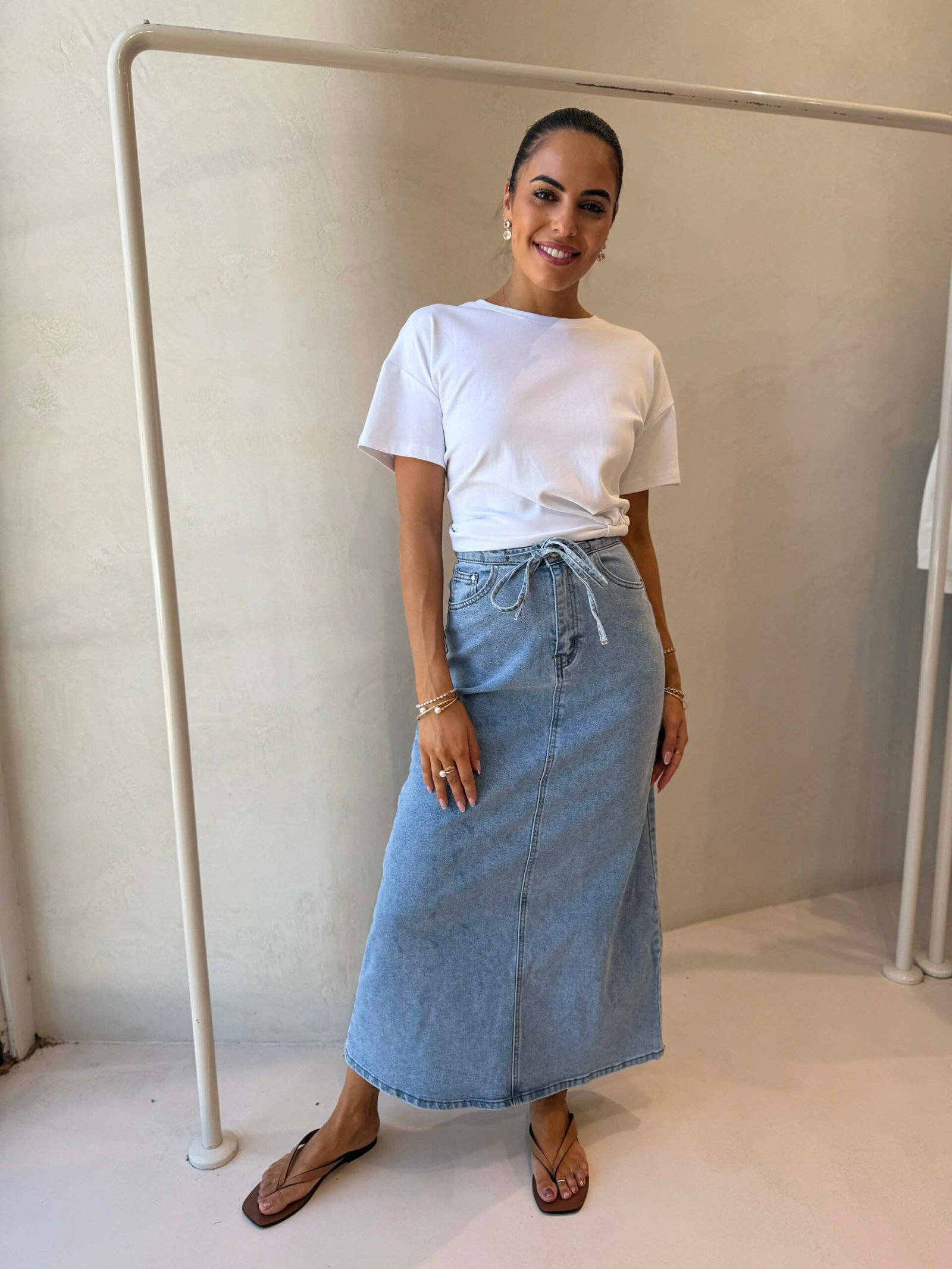 TIE DENIM SKIRT