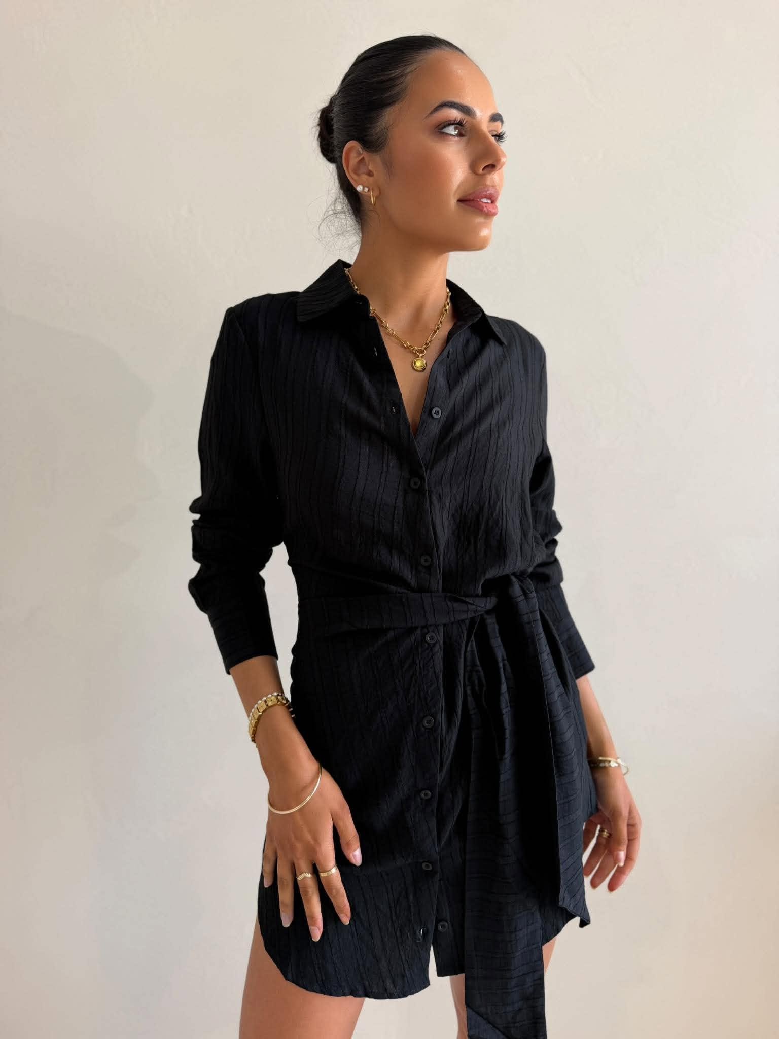 COLLARED NECKLINE MINI SHIRT DRESS